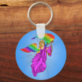 Engel mit Regenbogenwingen Schlüsselanhänger (Vorderseite)