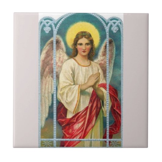 Engel mit rosa Band Triptychon Fliese (Vorderseite)