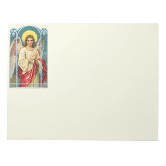 Engel mit rosa Band Triptychon Notizblock (Vorderseite)