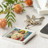 Engel mit rosa Band Triptychon Schlüsselanhänger (Seite)