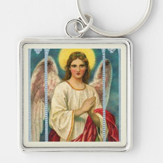 Engel mit rosa Band Triptychon Schlüsselanhänger (Vorne)
