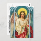 Engel mit rosa Ribbon-Triptychon Postkarte (Vorne/Hinten)