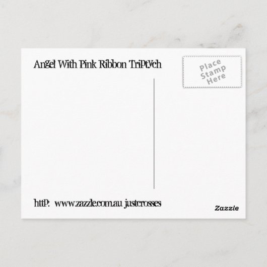 Engel mit rosa Ribbon-Triptychon Postkarte (Rückseite)