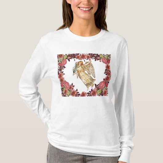 Engel mit rosa Rosen T-Shirt (Vorderseite)
