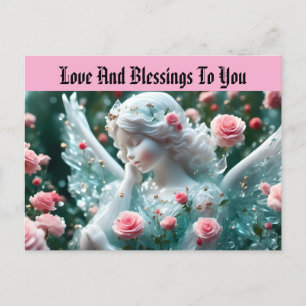 Engel mit Rose Urlaubspostkarte Feiertagspostkarte