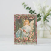 Engel mit Rosen Postkarte (Stehend Vorderseite)