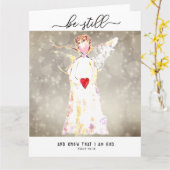 Engel mit rotem Herz "Sei still und weiß" Karte (Gelbe Blume)