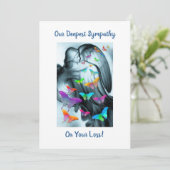 Engel mit Schmetterlingen Beileid Karte (Stehend Vorderseite)