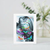 Engel mit Schmetterlingen Postkarte (Stehend Vorderseite)