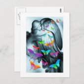 Engel mit Schmetterlingen Postkarte (Vorne/Hinten)