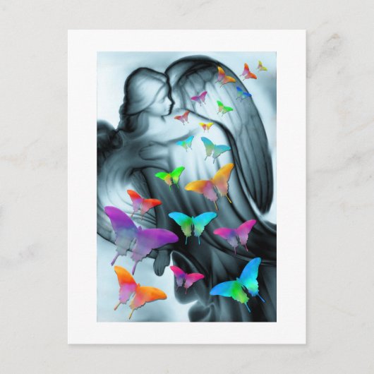 Engel mit Schmetterlingen Postkarte (Vorderseite)