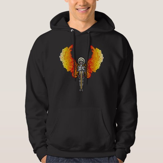 Engel mit Schwert und Flügeln des Feuers Hoodie (Vorderseite)