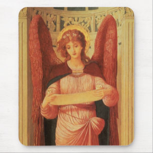 Engel mit Scroll von John Melhuish Strudwick Mousepad