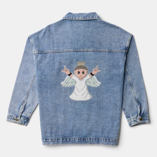 Engel mit starker Musik Jeansjacke (Rückseite)
