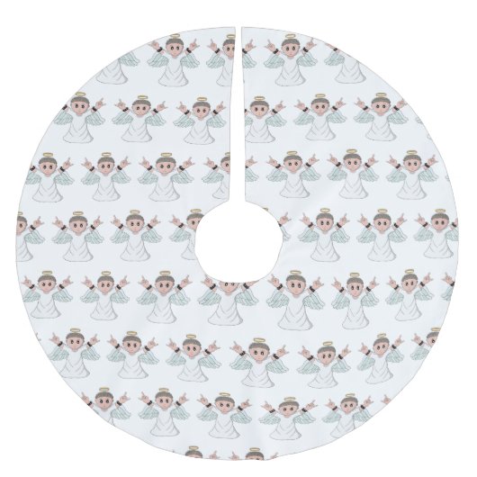 Engel mit starker Musik Polyester Weihnachtsbaumdecke (Vorderseite)