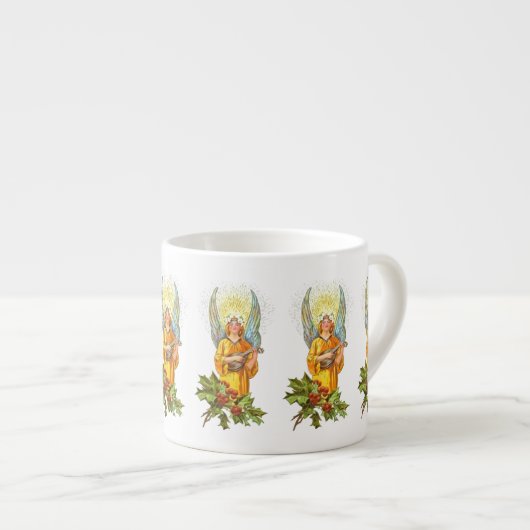Engel mit Stechpalme und Mandoline Espressotasse (Vorderseite Rechts)