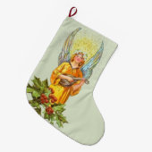 Engel mit Stechpalme und Mandoline Großer Weihnachtsstrumpf (Vorderansicht (hängend))