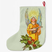 Engel mit Stechpalme und Mandoline Großer Weihnachtsstrumpf (Rückseite)
