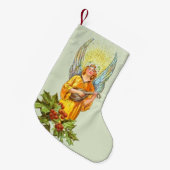 Engel mit Stechpalme und Mandoline Kleiner Weihnachtsstrumpf (Vorderansicht (hängend))