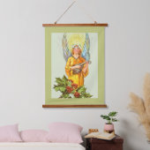 Engel mit Stechpalme und Mandoline  Wandteppich Mit Holzrahmen (Schlafzimmer)