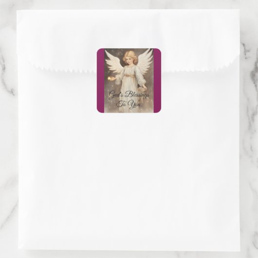 Engel mit Sternkleber Quadratischer Aufkleber (Tasche)