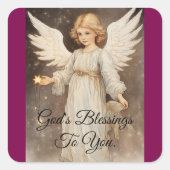 Engel mit Sternkleber Quadratischer Aufkleber (Vorderseite)