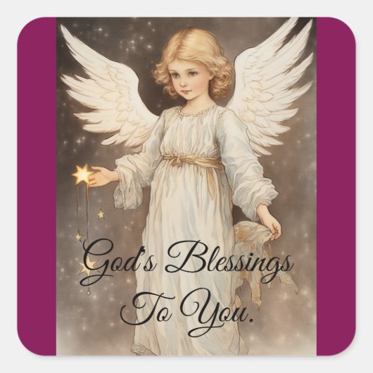 Engel mit Sternkleber Quadratischer Aufkleber (Vorderseite)