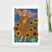 Engel mit Tabby Cat und Sonnenblumen (Vorderseite)