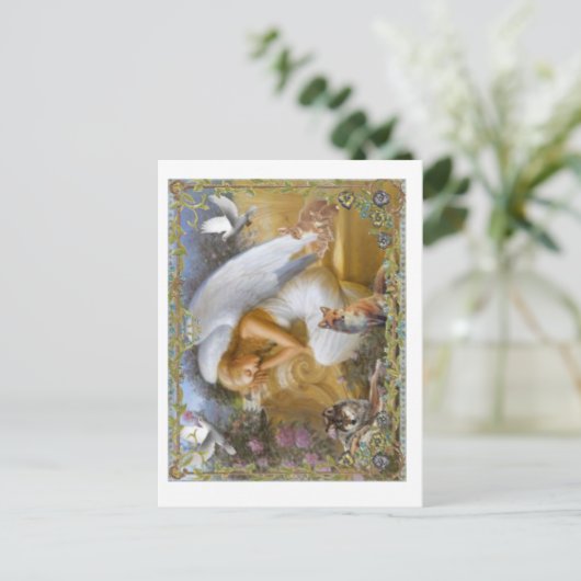 Engel mit Tieren Postkarte (Stehend Vorderseite)