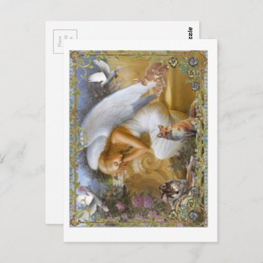 Engel mit Tieren Postkarte (Vorne/Hinten)