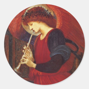 Engel mit Trompete, Burne Jones Runder Aufkleber