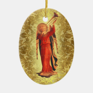 Engel mit Trompete Keramikornament