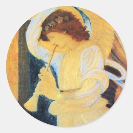 Engel mit Trumpet, Burne-Jones Fine Art Runder Aufkleber (Vorderseite)