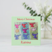 Engel mit Trumpets flache Weihnachtskarte Karte (Stehend Vorderseite)