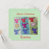 Engel mit Trumpets flache Weihnachtskarte Karte (Vorderseite/Rückseite Beispiel)