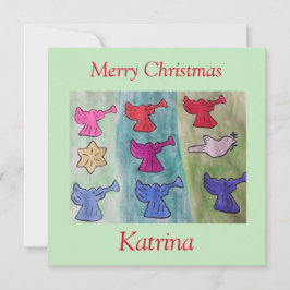 Engel mit Trumpets flache Weihnachtskarte Karte