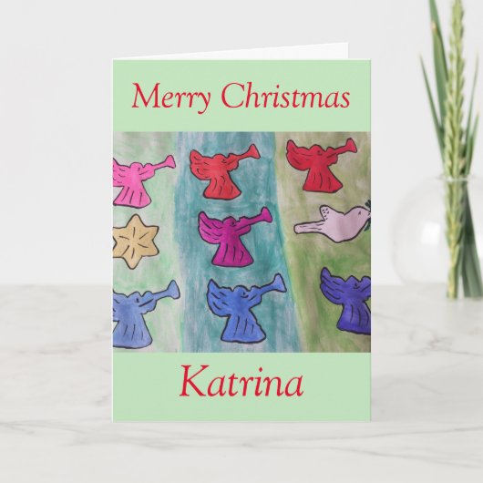 Engel mit Trumpets Weihnachten Karte (Vorderseite)