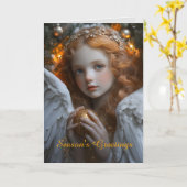 Engel mit Weihnachtsschmuck Karte (Gelbe Blume)