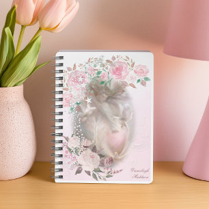 Engel mit weißen Dosen Rosenrosen Mit Monogramm Planer