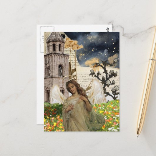 Engel-Mixed-Media-Collage Postkarte (Vorderseite/Rückseite Beispiel)