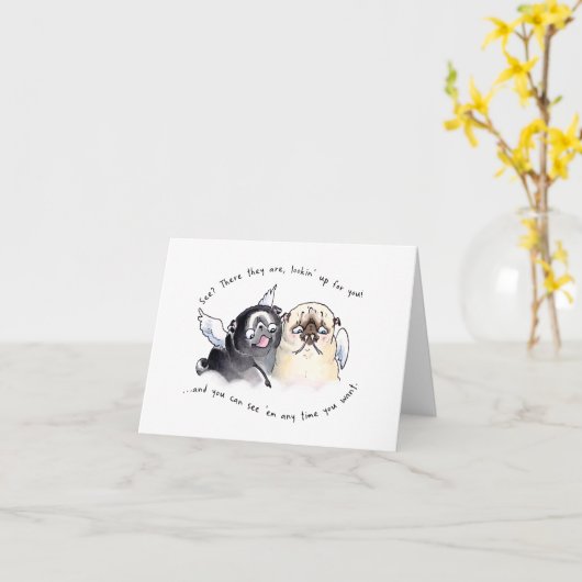 Engel-Mops-Beileid oder Heimtierverlustkarte Karte (Gelbe Blume)