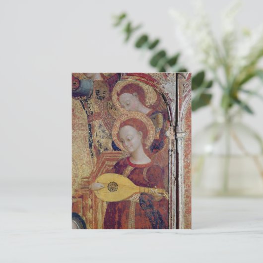 Engel-Musiker aus der Malerei von Jungfrau und Kin Postkarte (Stehend Vorderseite)