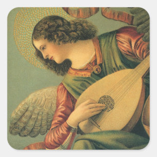 Engel Musiker, Melozzo da Forli, Renaissance-Kunst Quadratischer Aufkleber