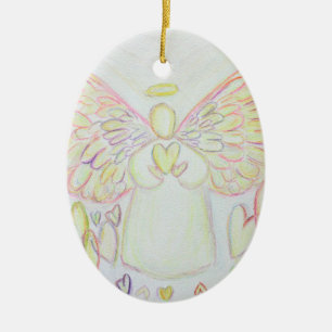 Engel of Hearts Art Holiday Keramik Ornament