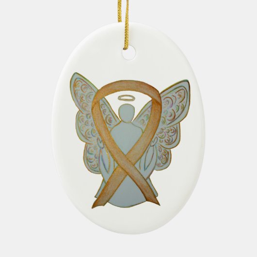 Engel-Ornament des Kinderkrebswissens Keramik Ornament (Hinten)