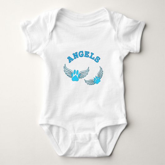 Engel-Pfoten in blau Baby Strampler (Vorderseite)