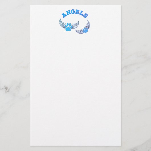 Engel-Pfoten in blau Briefpapier (Vorderseite)