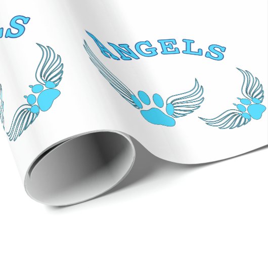 Engel-Pfoten in blau Geschenkpapier (Rolleneckpunkt)