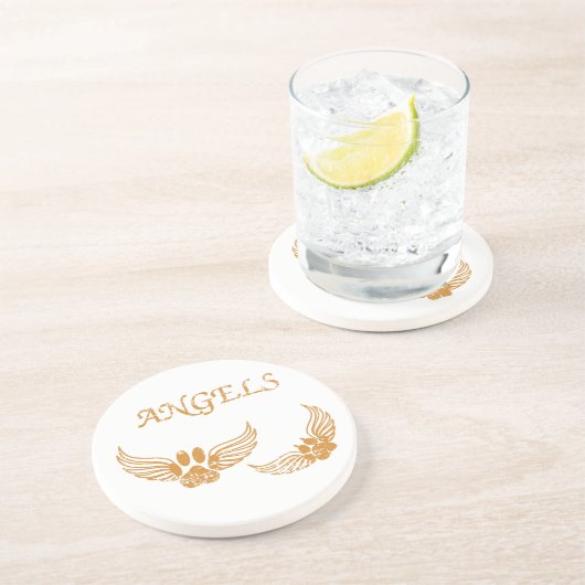 Engel-Pfoten Sandstein Untersetzer (Seite)