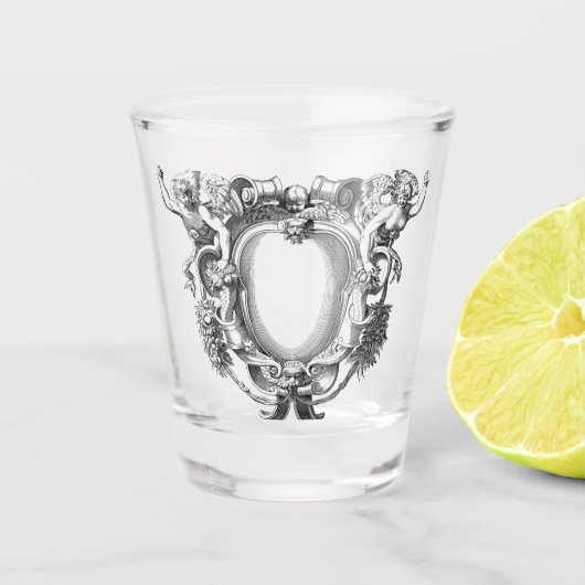 Engel-Rahmenkunst Schnapsglas (Vorderseite)
